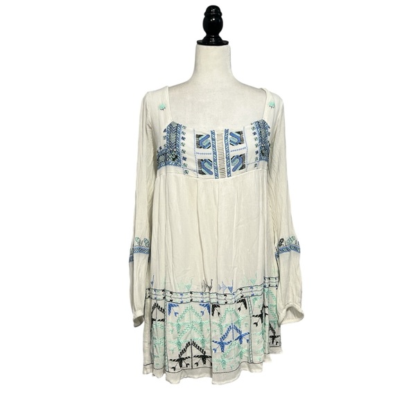 FREE PEOPLE Rhiannon Embroidered Tie Back Babydoll Mini Dress - Picture 3 of 15